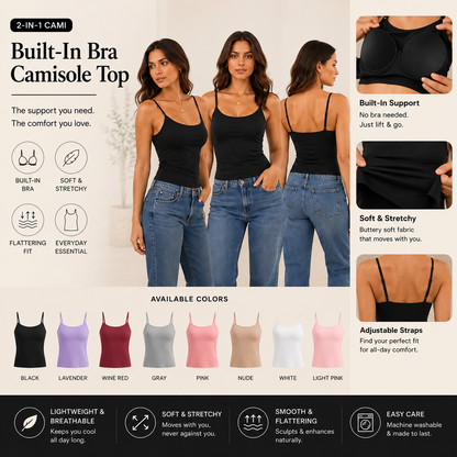 ENTR™ - Womens Camisole Top With Built In Bra