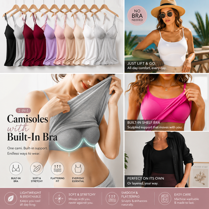 ENTR™ - Womens Camisole Top With Built In Bra